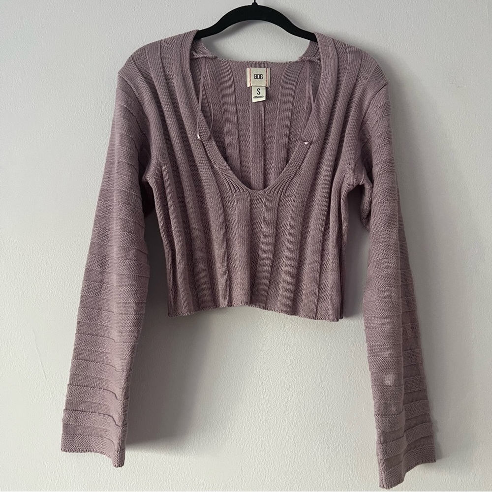 Urban Outfitters BDG Lavender Rib Knit Cropped Sweater Small
